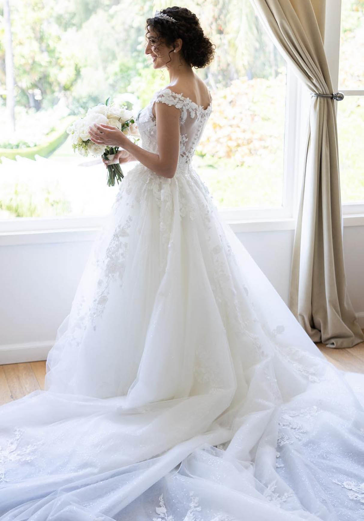 Photo of the real bride weA custom gown