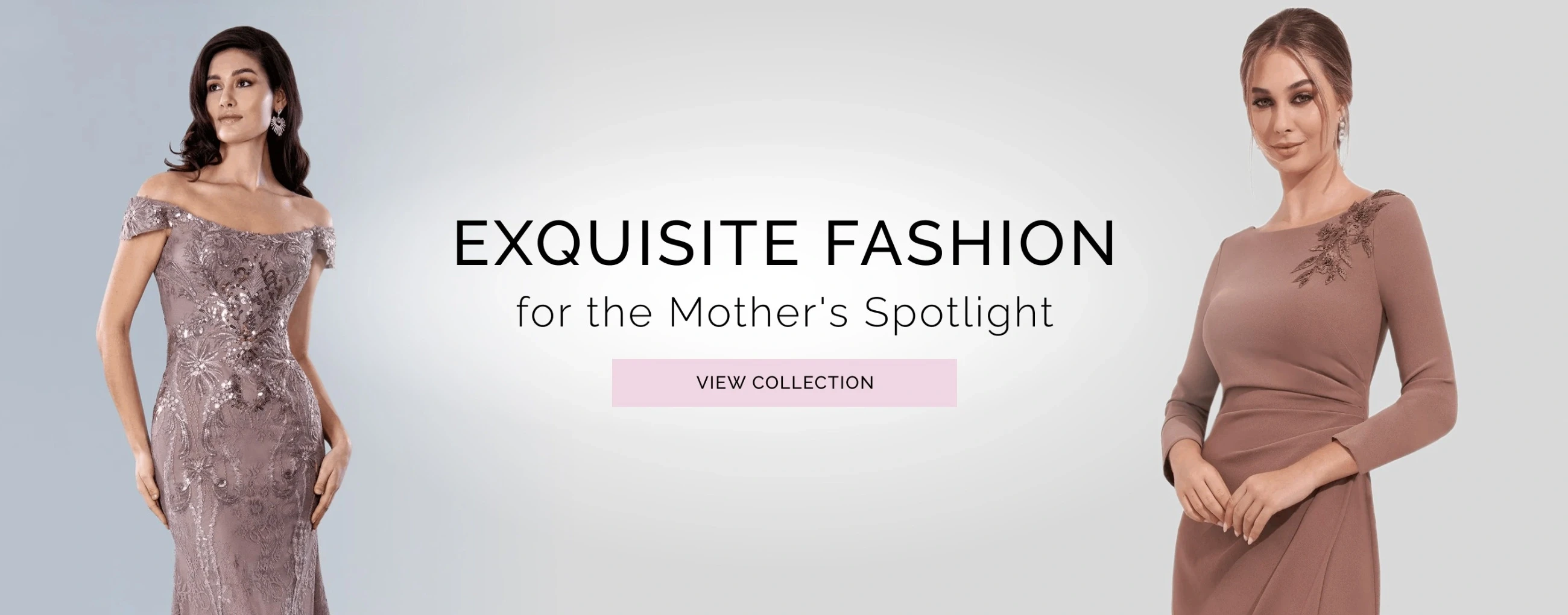 Models wearing Stella Couture 23357 and Jade couture K278994U gowns, desktop banner
