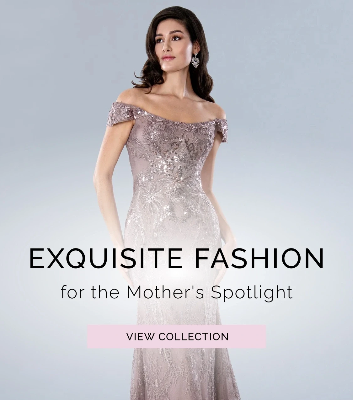 model wearing Stella Couture 23357 gown, mobile banner