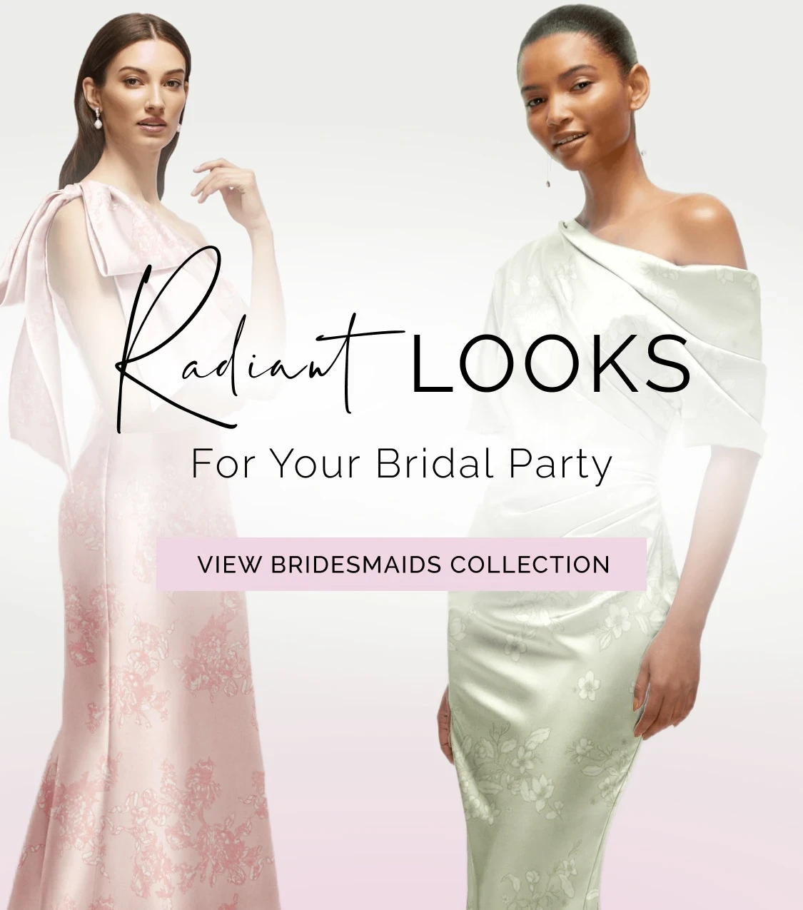 Models wearing the Dessy Group bridesmaids gowns, mobile banner